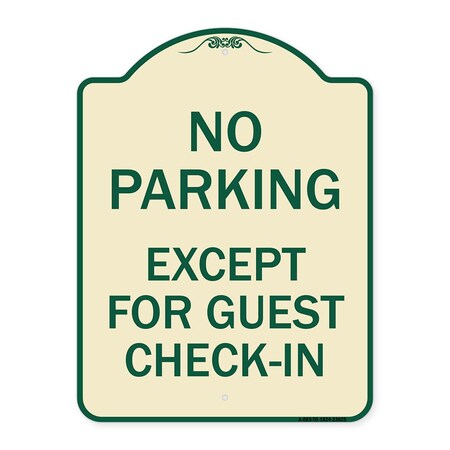 Signmission No Parking Except for Guest Check-In Heavy-Gauge Aluminum Sign, 18" L, 24" H, TG-1824-23625 A-DES-TG-1824-23625